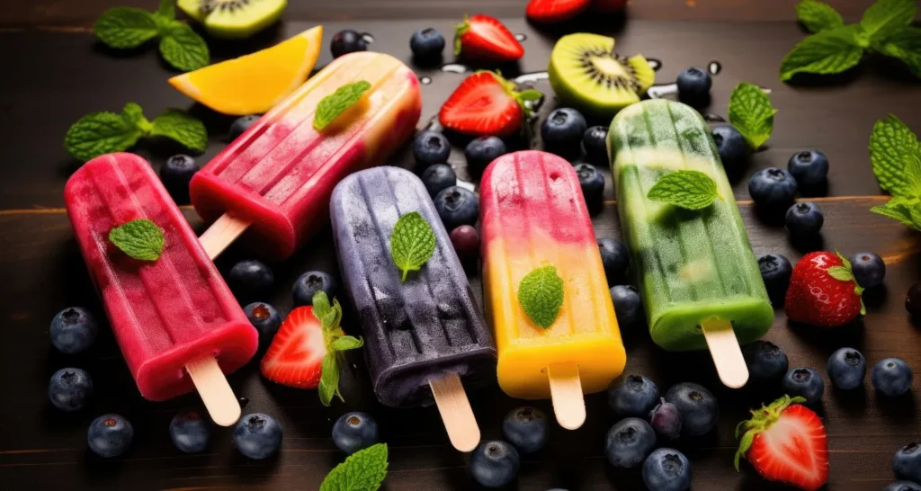 Paletas de yogurt y frutas