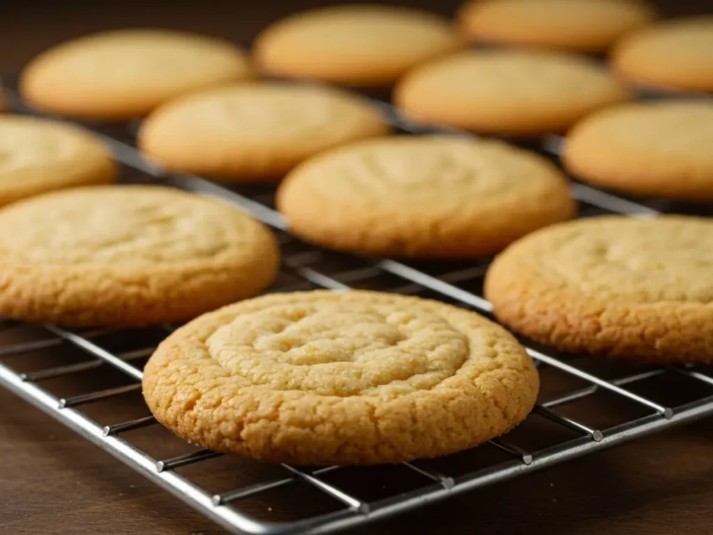 Galletas de vainilla doradas y perfectas recién salidas del horno