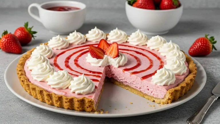Pay de fresa casero delicioso presentado por Mariana Postres